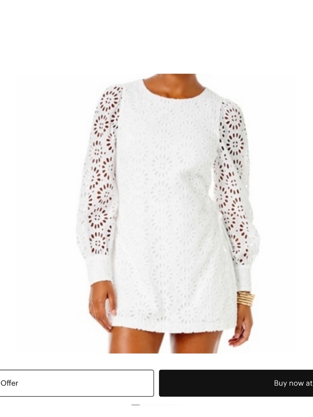 Lilly Pulitzer White Eyelet Floral Long-Sleeve Mini Dress